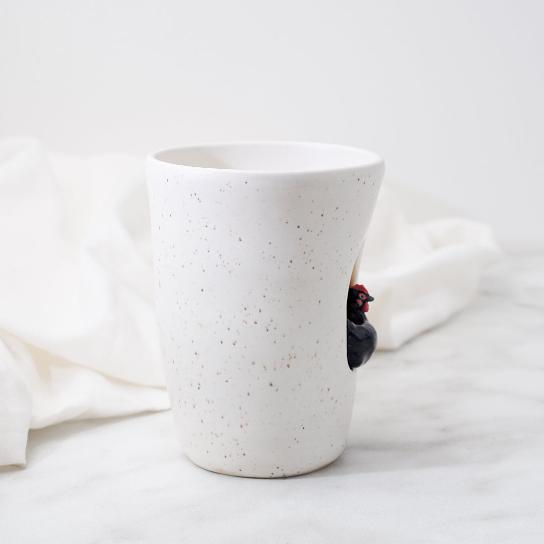 Australorp mug, soft speckled white