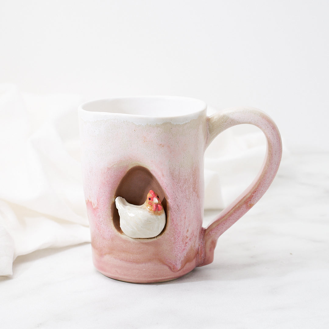 Wheaten Marans mug, blush glaze