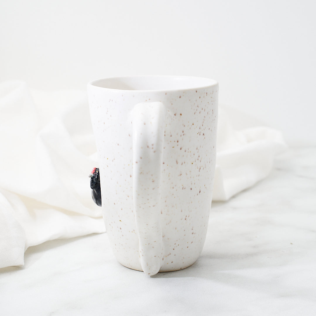 Black Ameraucana mug, speckled glaze