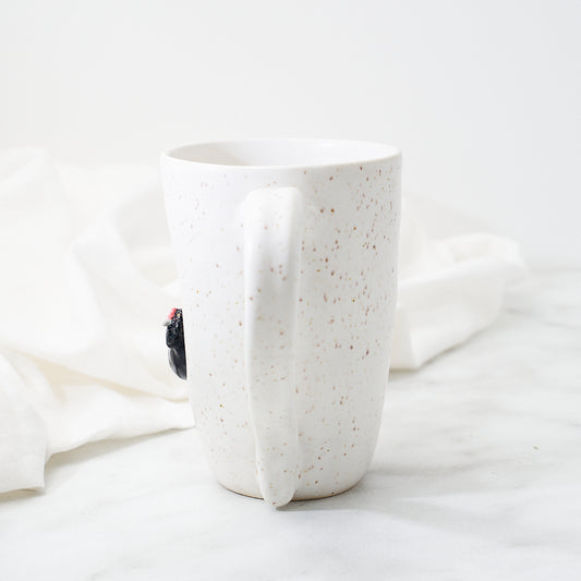 Black Ameraucana mug, speckled glaze