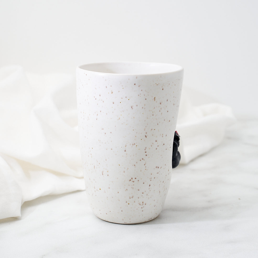 Black Ameraucana mug, speckled glaze