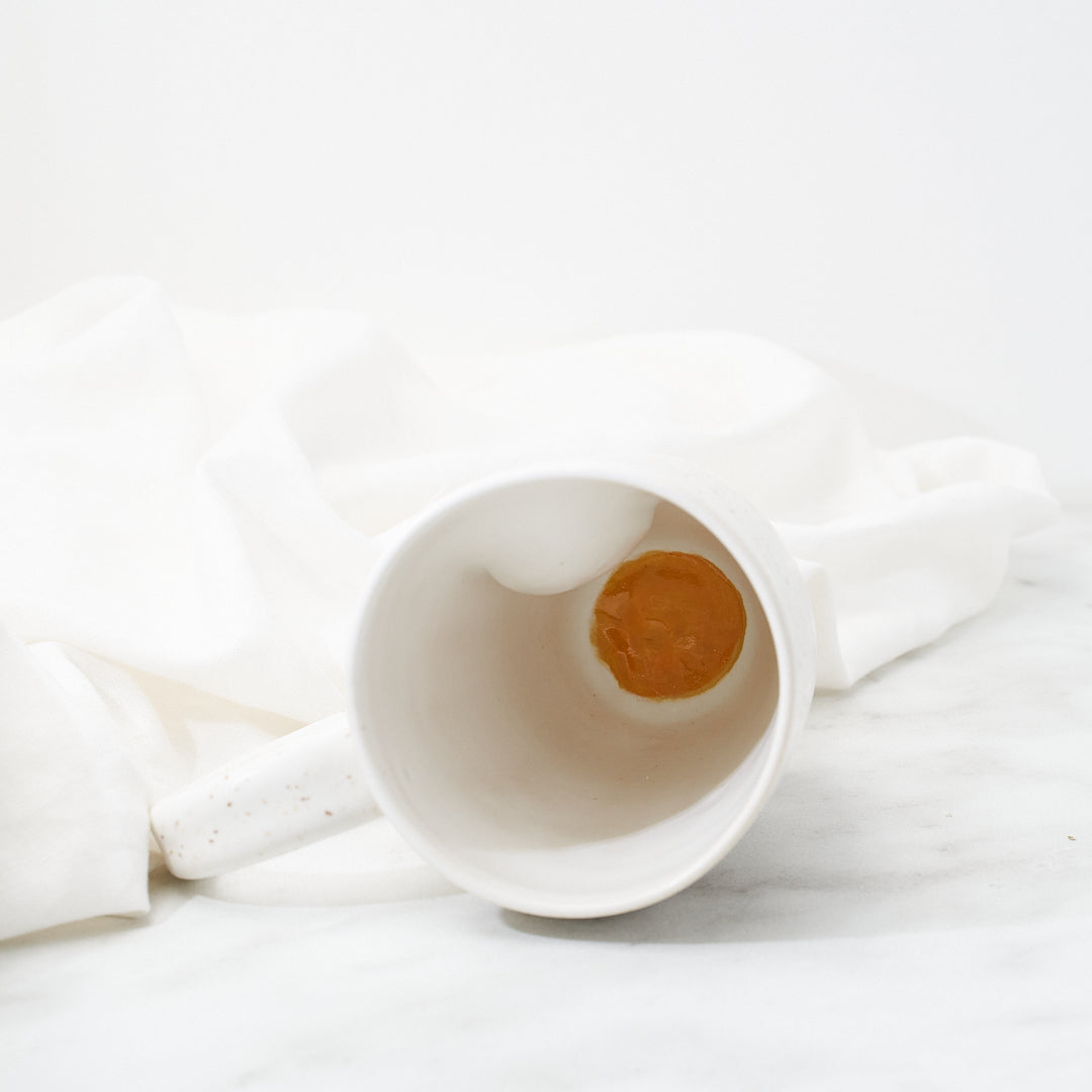 Black Ameraucana mug, speckled glaze