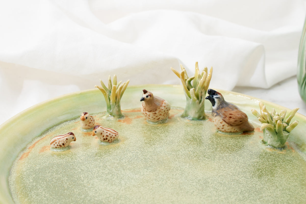 California quail family cup and saucer
