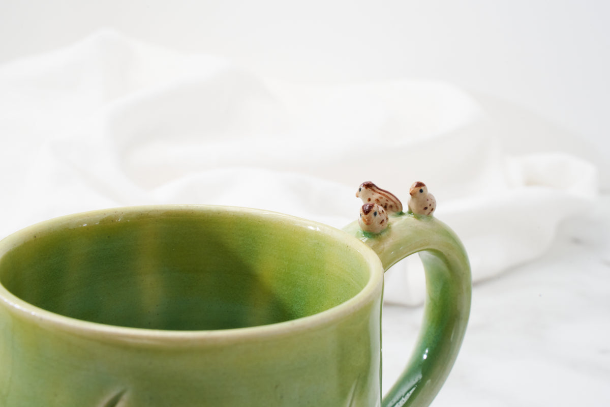 California quail family cup and saucer