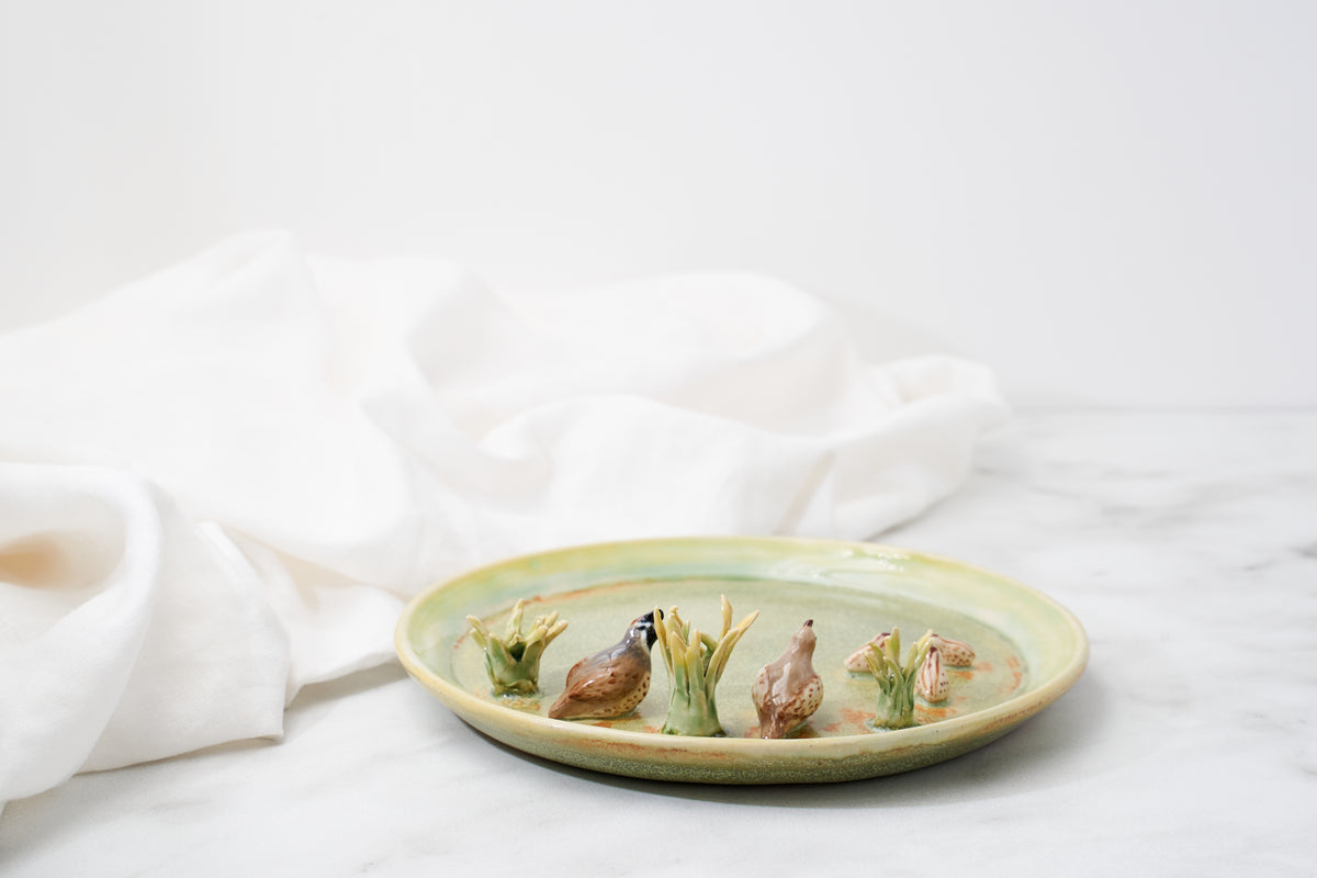 California quail family cup and saucer