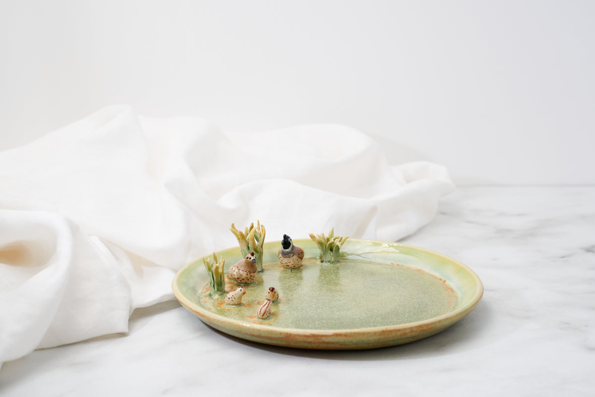 California quail family cup and saucer