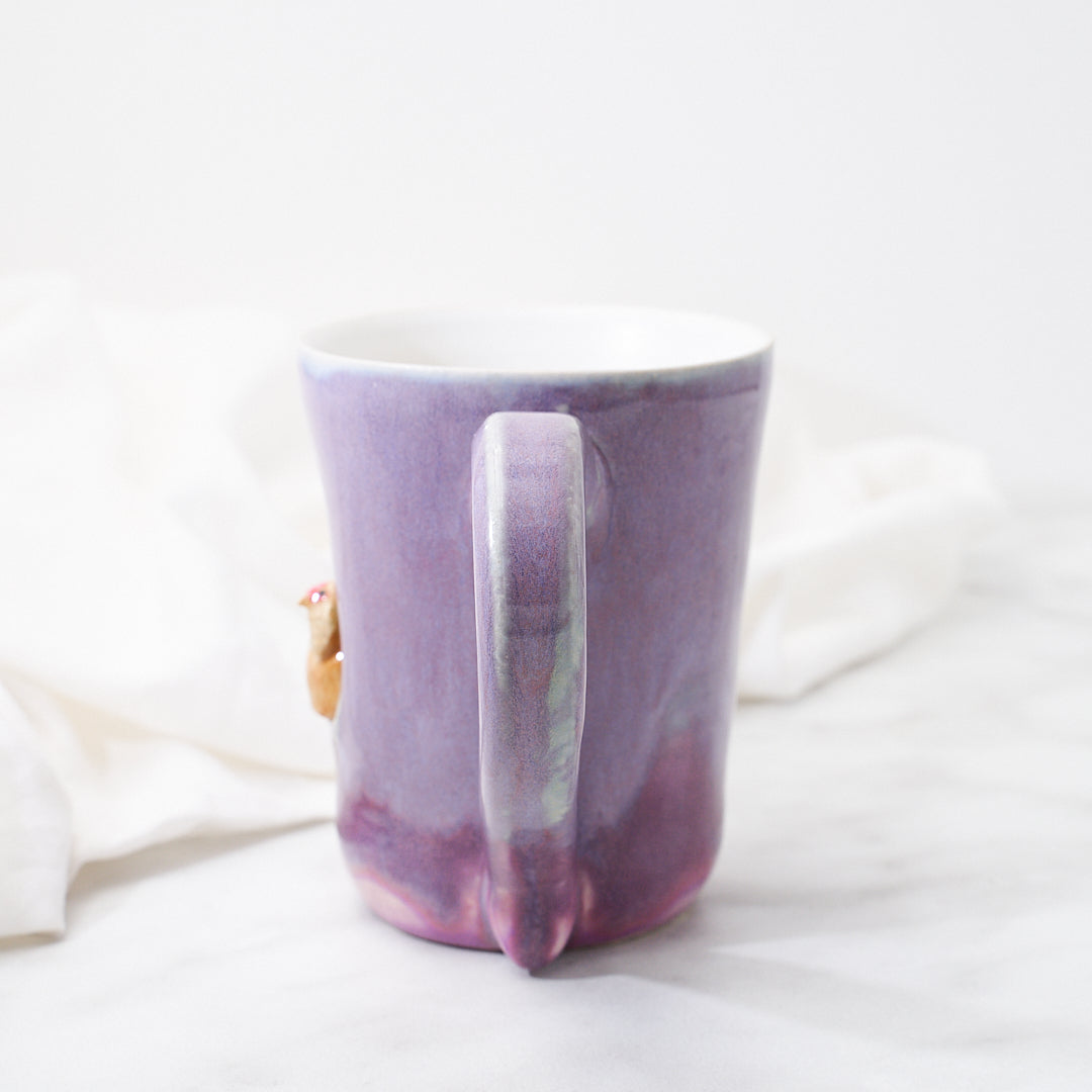 Buff Ameraucana mug, purple glaze