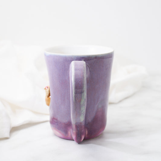 Buff Ameraucana mug, purple glaze