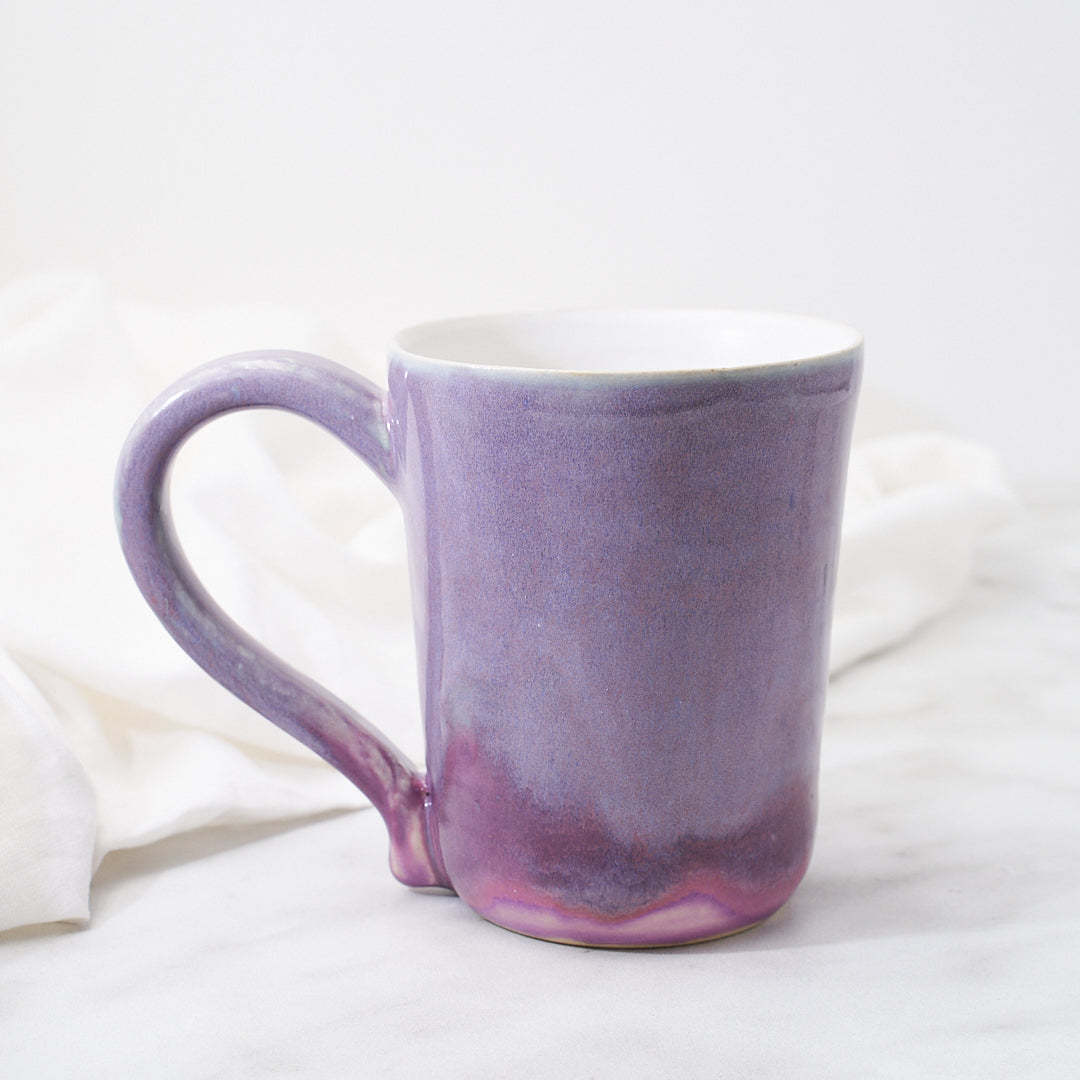 Buff Ameraucana mug, purple glaze