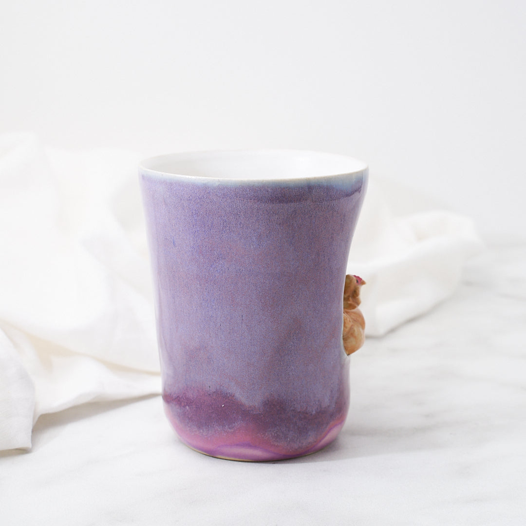 Buff Ameraucana mug, purple glaze
