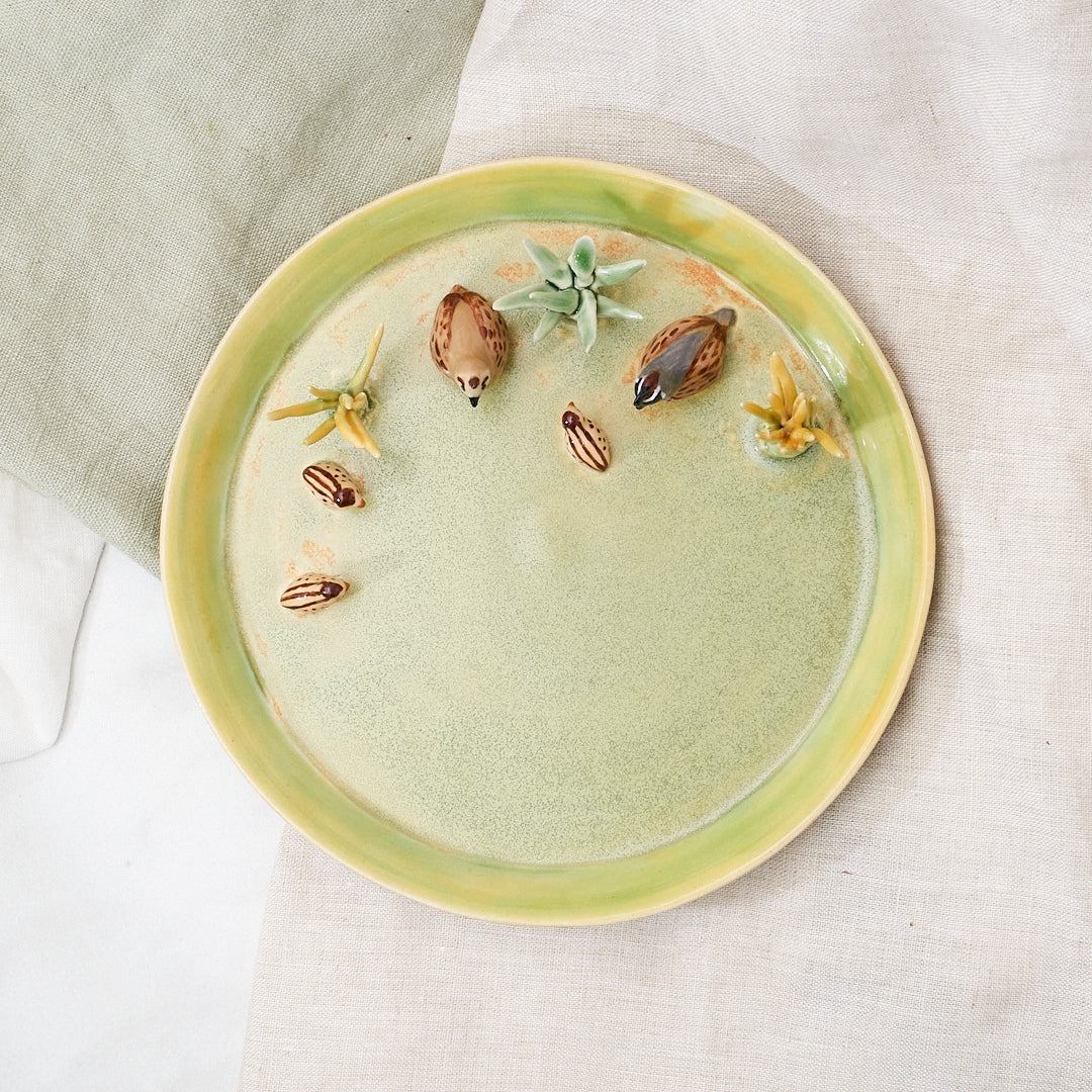 Quail family cup and saucer - little explorer