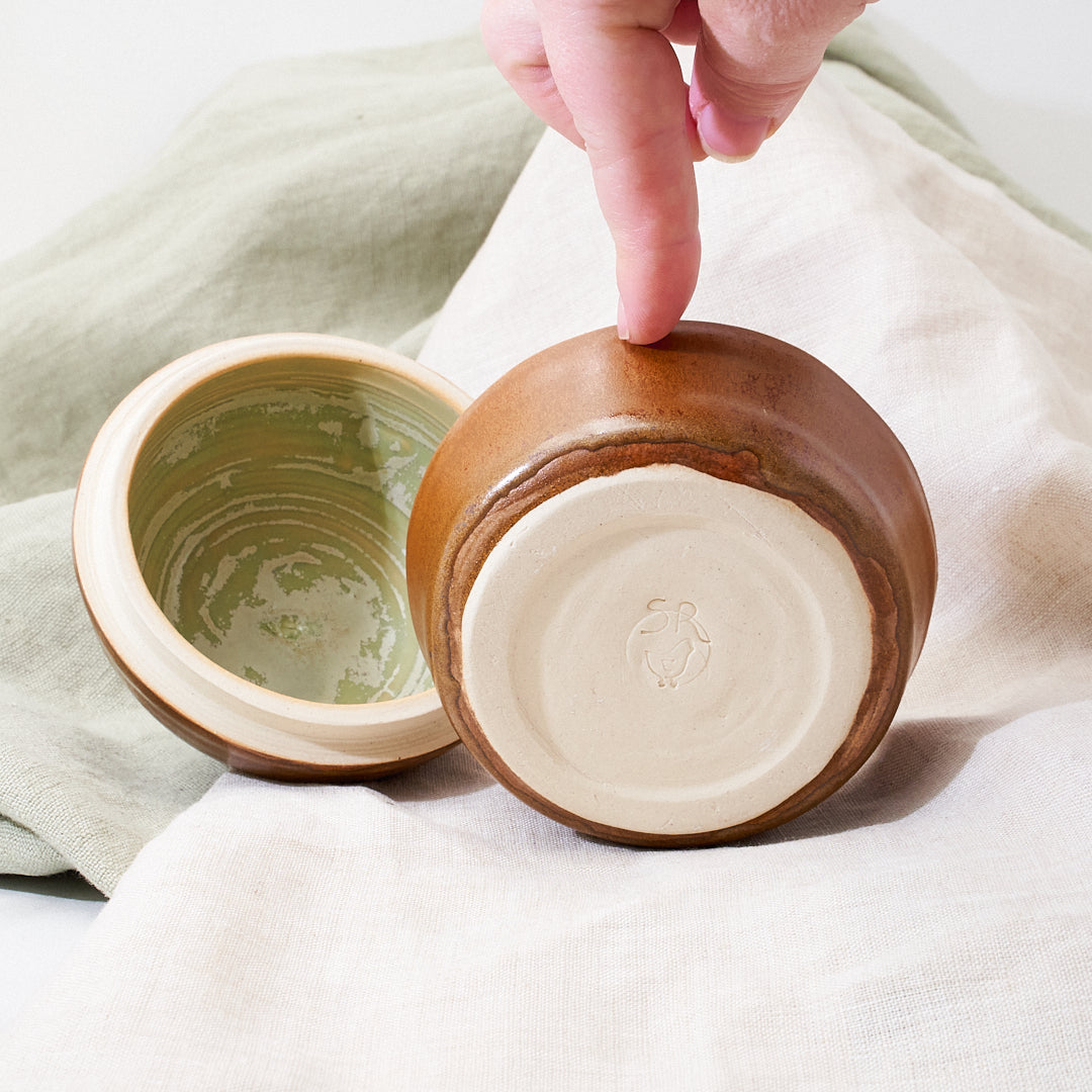 Lavender Orpington dish - turning leaves