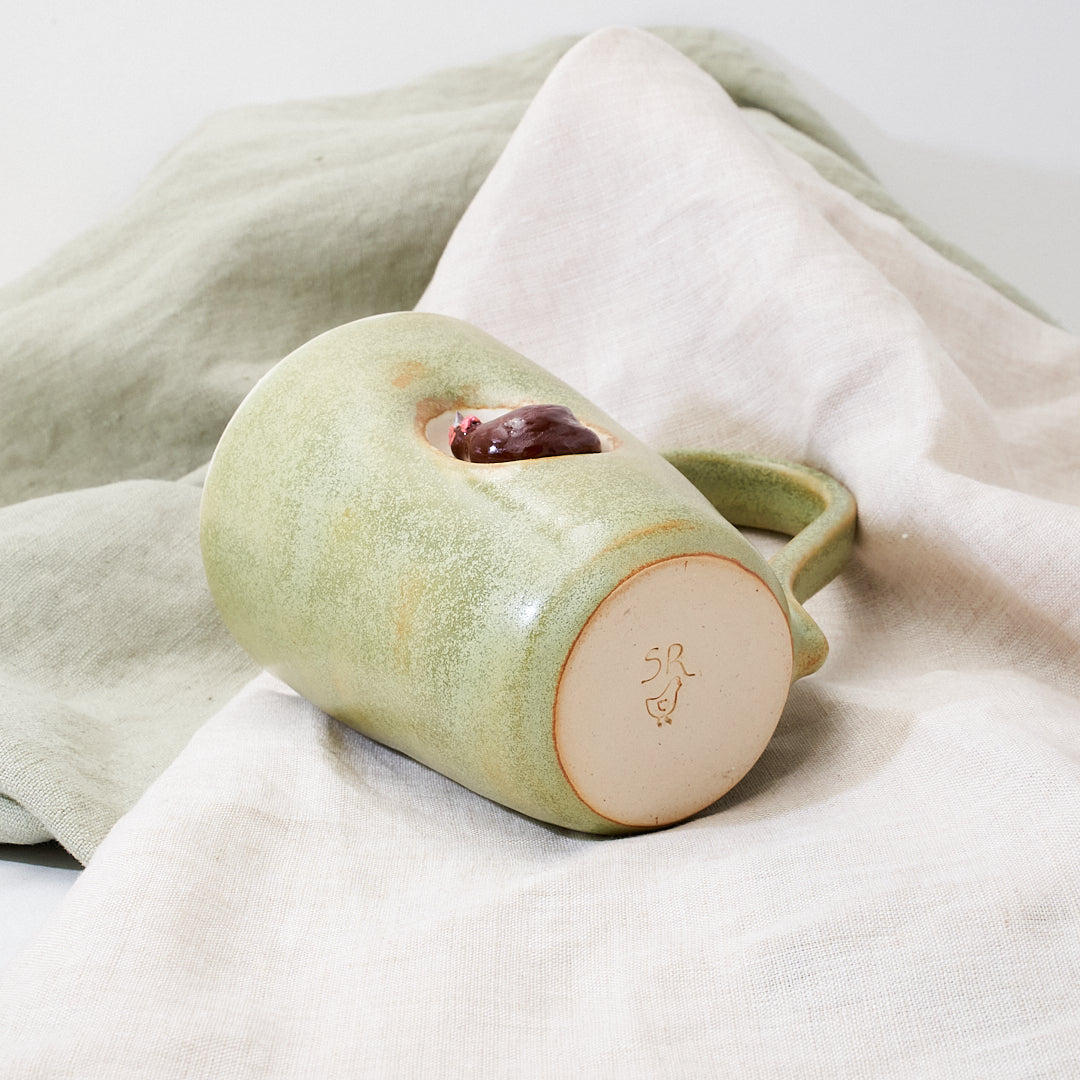 Chocolate Orpington mug - meadow grasses green