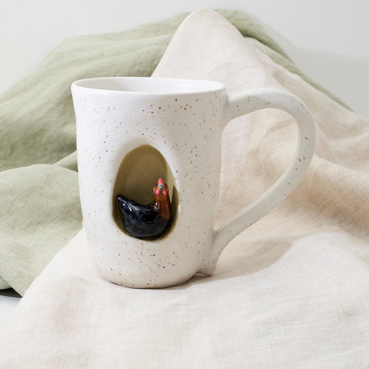 Olive Egger mug - white speckle